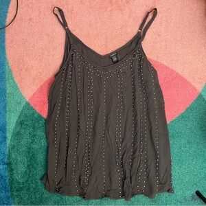 Torrid Tank Top Cami Beaded Adjustable Straps Dark Gray Edgy Size 3 / 3X NWT